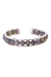 Labradorite Beaded Cuff Bracelet In Silver - SF