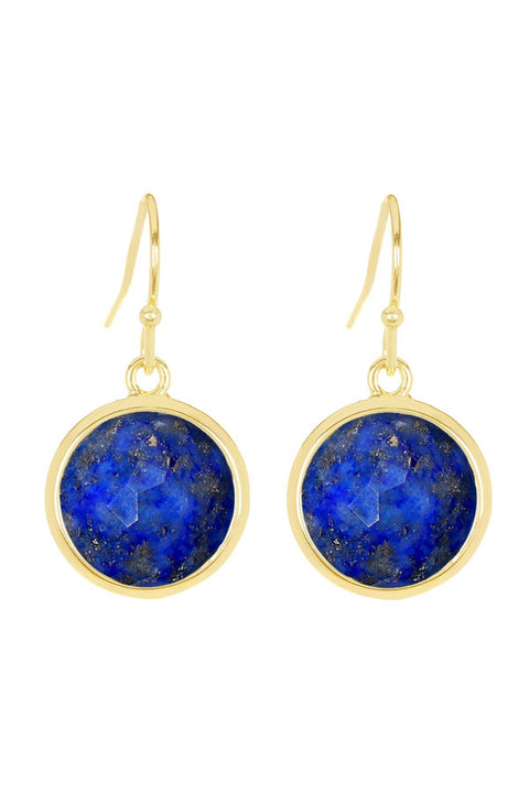 Lapis Fancy Cut Round Earrings - GF