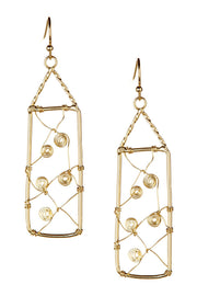 Golden Wire Wrapped Archway Drop Earrings - GF