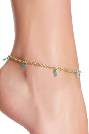 Blue Austrian Crystal Anklet - GF