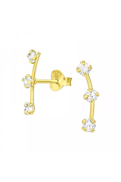 Sterling Silver Sparkling Ear Studs With Cubic Zirconia - VM