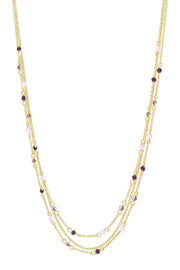 Purple Austrian Crystal Multi Strand Necklace - GF