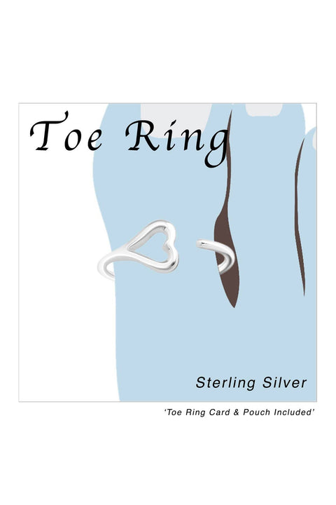 Sterling Silver Heart Adjustable Toe Ring - SS