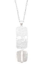 Clear Murano Glass & Hammered Rectangle Necklace - SF