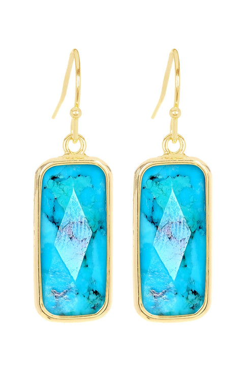 Turquoise Fancy Cut Rectangle Earrings - GF