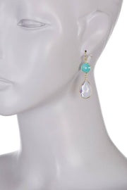 Moonstone & Amazonite Crystal Drop Earrings - GF