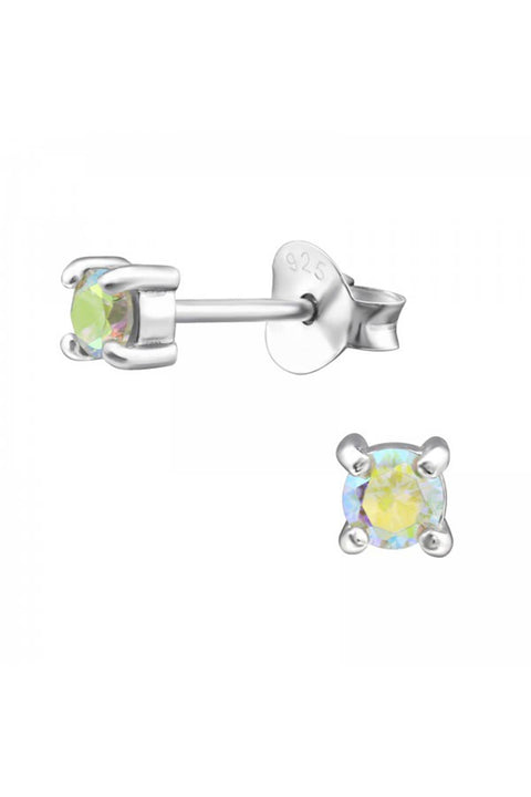 Sterling Silver Round 3mm Ear Studs With Cubic Zirconia - SS