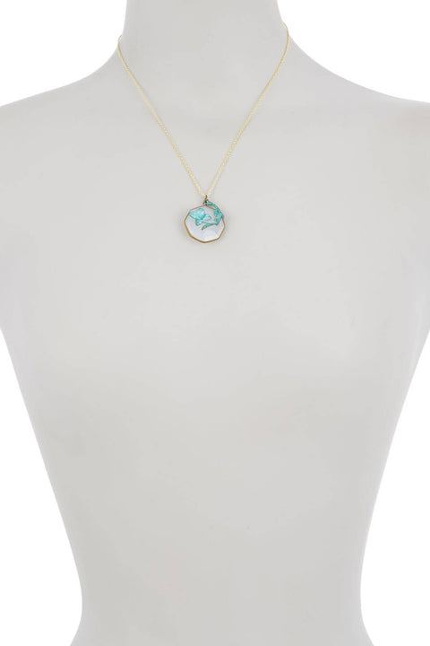 Moonstone Crystal & Patina Over Brass Dogwood Necklace - GF