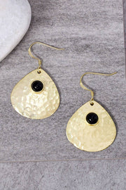 Black Onyx Hammered Earrings - GF