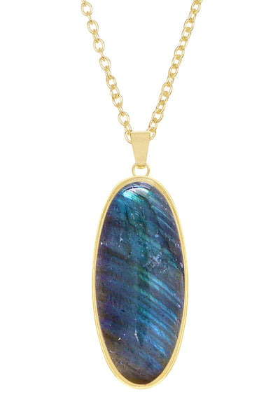 Labradorite Oval Pendant Necklace - GF