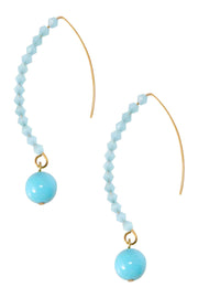 Turquoise & Austrian Crystal Cascade Earrings - BR