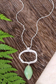 Green Murano Glass & Freeform Pendant Necklace - SF