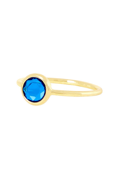 Swiss Blue Crystal Petite Round Ring - GF