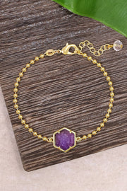 Amethyst Beaded Charm Bracelet - GF