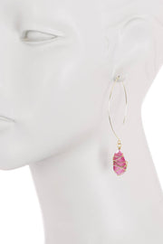 Pink Cat's Eye Wire Wrapped Threader Earrings - GF