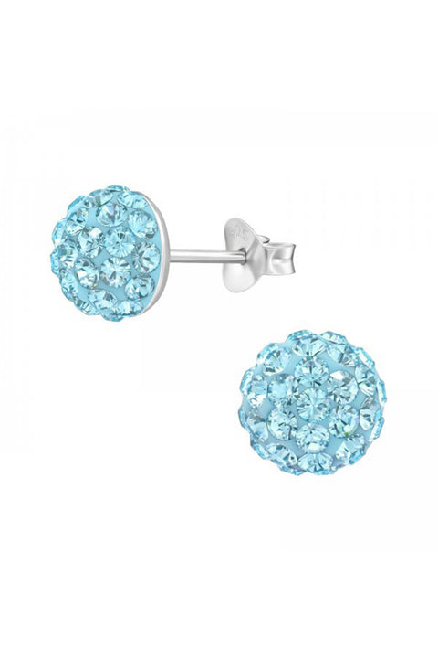 Sterling Silver Round Ear Studs & Swarovski_ Crystals - SS