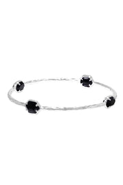 Black Onyx Station Bangle Bracelet - SF