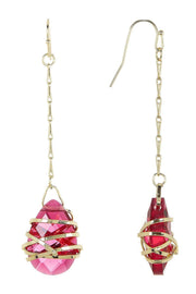 Raspberry Crystal Chandelier Earrings In Gold - GF