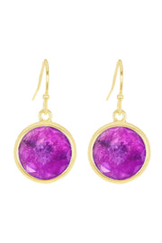 Amethyst Fancy Cut Round Earrings - GF