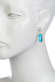 Turquoise Fancy Cut Rectangle Earrings - GF