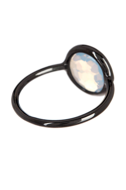 Moonstone Crystal Ring In Gunmetal - SF