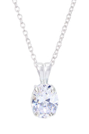 Clear CZ Oval Charm Necklace - SF