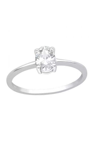 Sterling Silver Solitaire Ring With CZ - SS