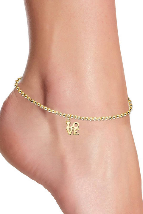 LOVE Charm Beaded Anklet - GF