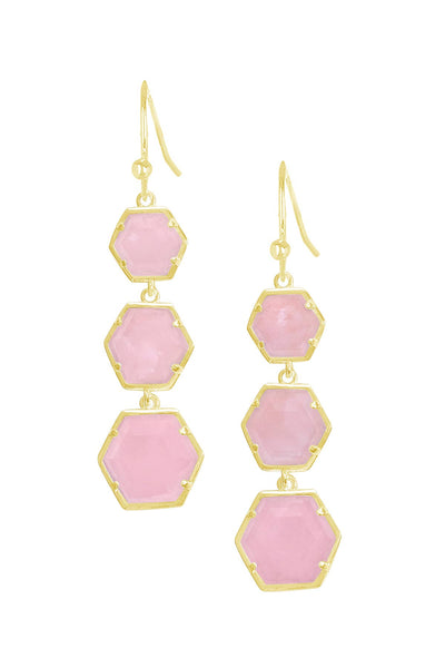 Rose Quartz Drop Earrings - GF