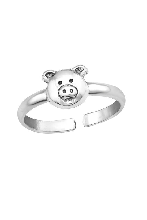 Sterling Silver Pig Adjustable Toe Ring - SS