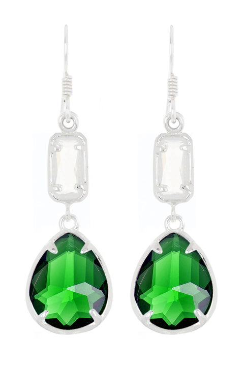 Emerald Crystal Drop Earrings - SF