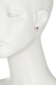 Lavender Crystal 8mm 4 Prong Post Earrings - GF