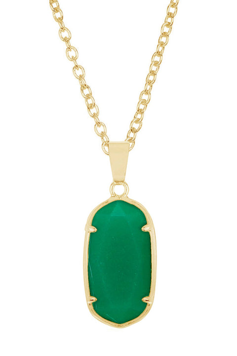 Green Chalcedony Crystal Pendant Necklace - GF