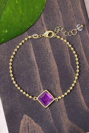 Amethyst Beaded Charm Bracelet - GF