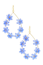 Tanzanite Austrian Crystal Flower Bloom Drop Earrings - GF