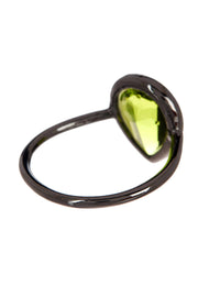 Peridot Crystal Ring In Gunmetal - SF