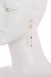 Rosebud & Blue Crystal Dangle Earrings - GF