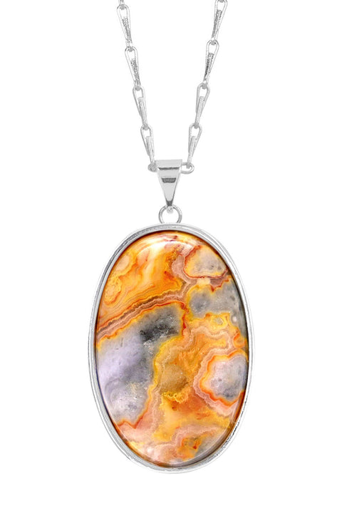 Crazy Lace Agate Cabochon Necklace - SF