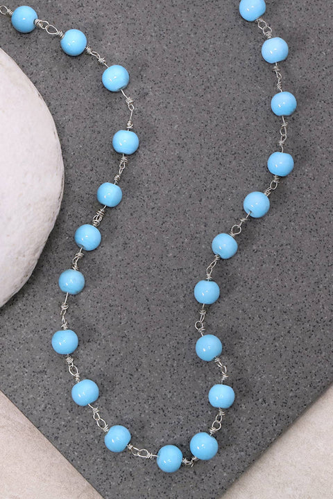 Blue Murano Glass Mala Beaded Necklace - SF