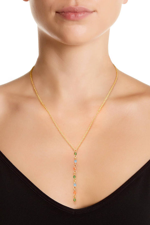 Mixed Austrian Crystal Y Necklace - GF