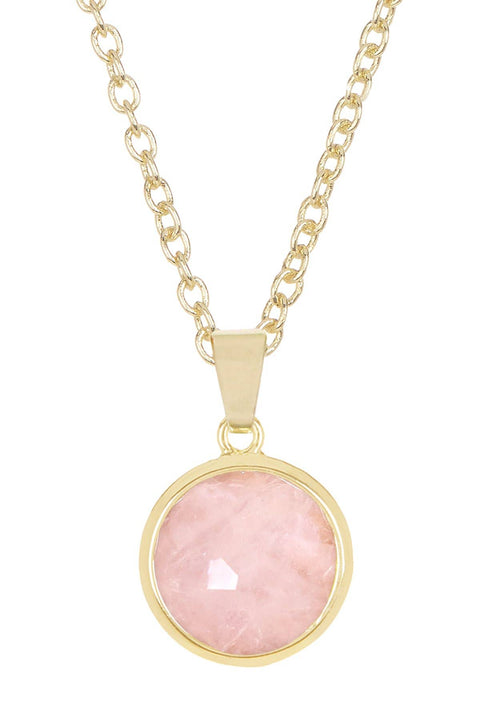 Rose Quartz Round Pendant Necklace - GF