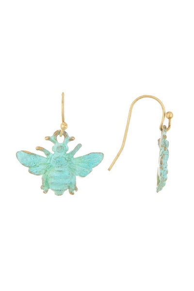 Natural Verdigris Patina Bumblebee Earrings - BR