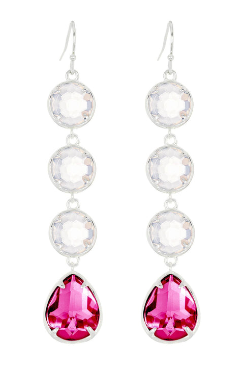 Raspberry & Moonstone Crystal Drop Earrings - SF