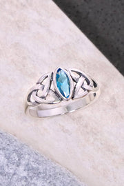 Blue CZ & Sterling Silver Celtic Ring - SS