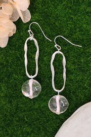 Clear Murano Glass & Freeform Hoop Drop Earrings - SF