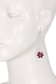 Red Austrian Crystal Flower Bloom Dangle Earrings - SF