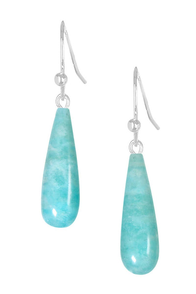 Sterling Silver & Amazonite Water Drop Earrings - SS