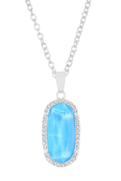 Turquoise Quartz Halo Pendant Necklace - SF