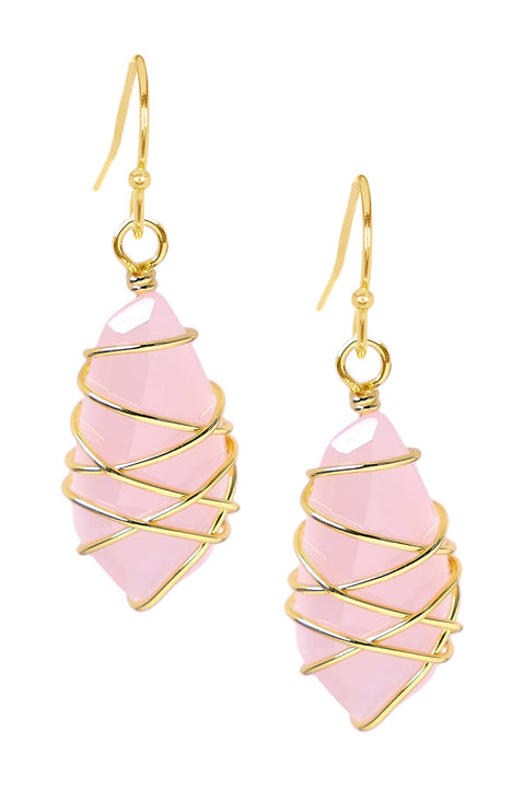 Rose Crystal Wire Wrapped Drop Earrings - GF