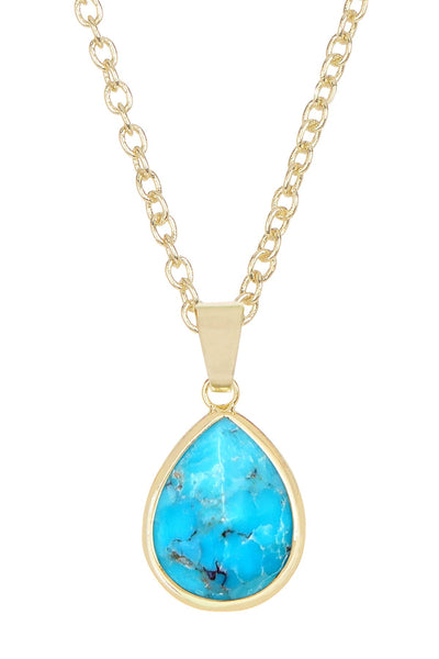 Turquoise Teardrop Pendant Necklace - GF